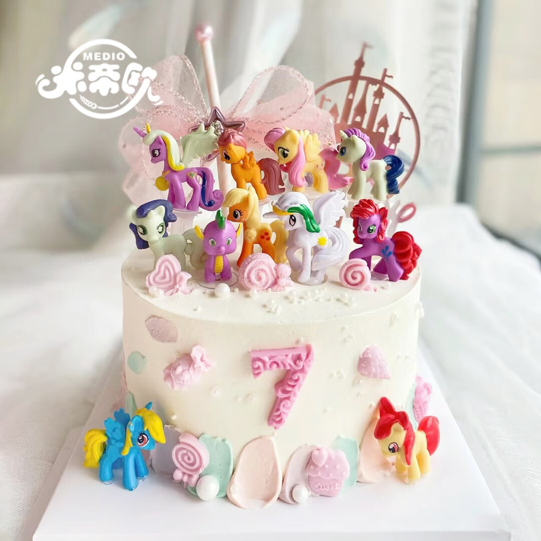 儿童女孩可爱小马宝莉翻糖周岁动物奶油生日北京同城送 数字小马宝莉