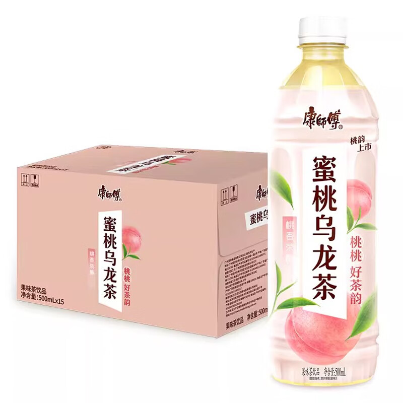康师傅蜜桃乌龙茶饮料500ml瓶装夏季休闲节日聚会蜜桃果味茶饮品