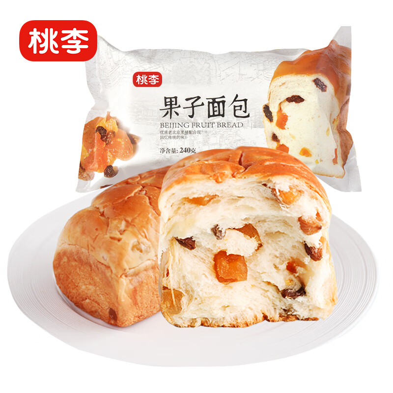 桃李面包果子面包早餐食品果脯短保面包网红代餐手撕夹心 果子面包240
