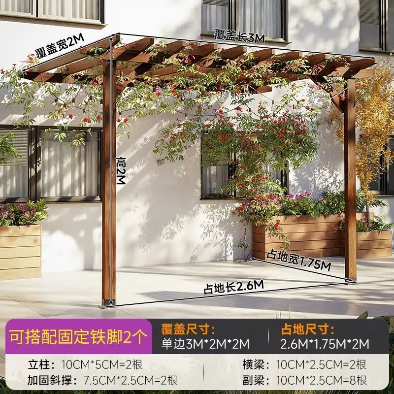 柚之艺防腐木葡萄架子庭院长廊户外院子爬藤架室外亭子别墅凉亭花园雨棚 靠墙款长3米x宽2米x高2米高性价比高么？