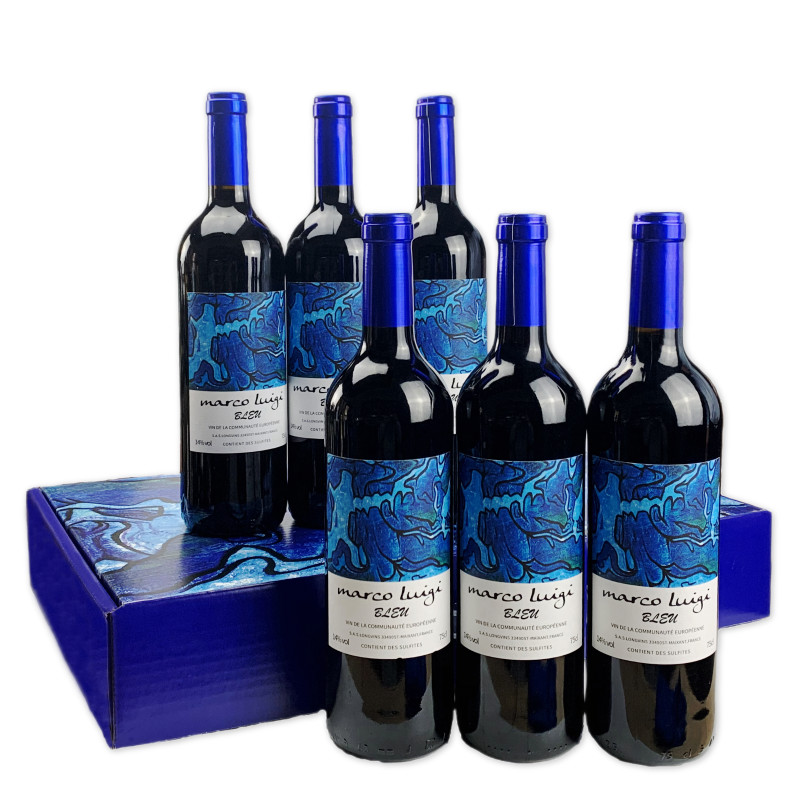马可路易靛蓝法国进口红酒 14干红葡萄酒 原瓶原装进口 整箱礼盒可配波尔多红酒杯 马可路易红酒整箱礼盒（750ml*6）jamdegnm