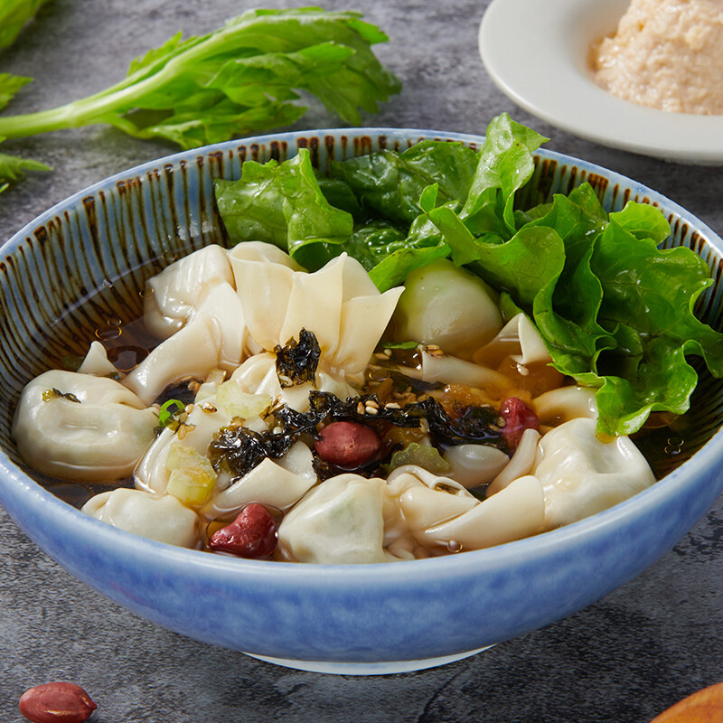 虎钢馋纯素馄饨上海云吞小馄饨速冻袋装皮薄速食早餐宵夜手工 素食小