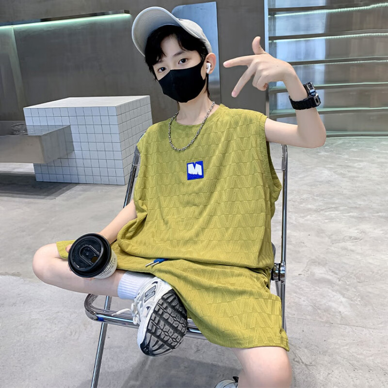 10岁男孩衣服初高中生休闲夏季薄款两件套13童装男大童9-12岁套装