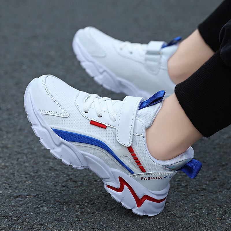 贝天熊(BeiTianXiong)儿童运动鞋秋冬童鞋中大童革面棉鞋保暖跑步鞋轻便男女童鞋 BRH-P308白蓝红【革面】 40 内长25.4/脚24.4