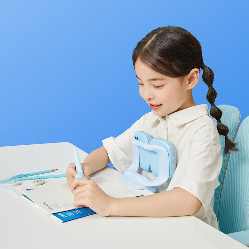 小学生写字儿童低头驼背书写支架护栏架姿势坐姿矫正器ll8 天空蓝胸托