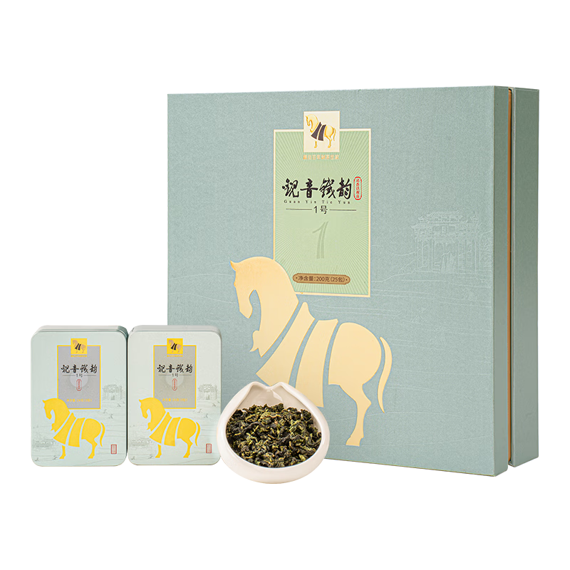 八马茶业 特级 安溪铁观音 乌龙茶 铁韵系列 送礼茶叶 礼盒装 【铁韵1号】清香型192g