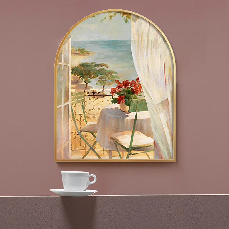 法式油画风景a拱形铝合金框 油 40*50(法式金色)