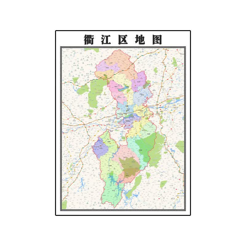 衢江区地图1.1m浙江省衢州市新版防水办公室书房装饰画会客厅贴画 不覆膜