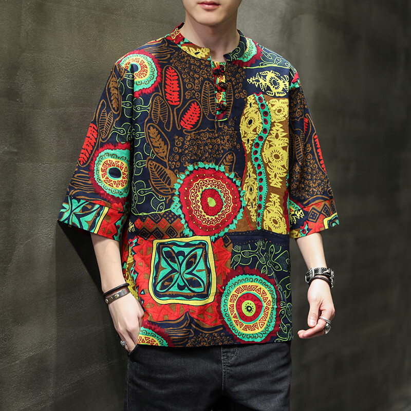 借冬傣族服装男泰国男装云南风情上衣t恤西双版纳东南亚风格服饰衣服