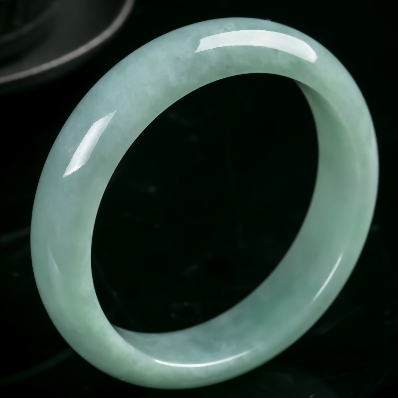 钻后翡翠冰糯种手镯 玉手镯女款 玉石玉镯子 浅绿玉镯 带证书送妈妈