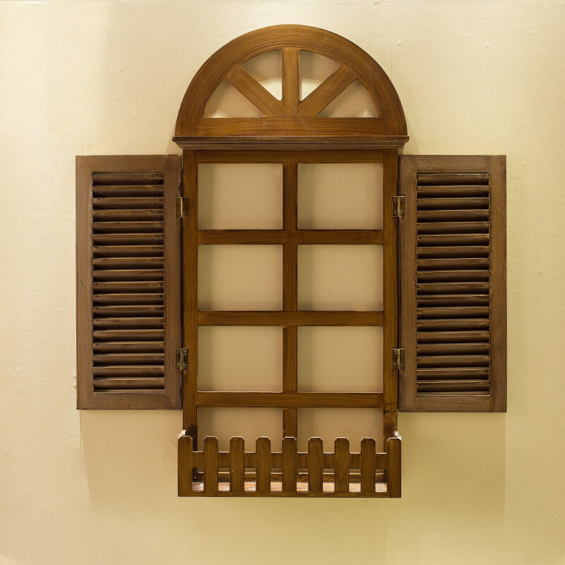 南啵丸假窗户墙面装饰 家居饰品木质复古仿真窗户欧式假窗户壁挂创意
