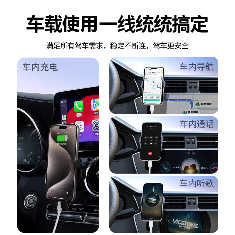 闪俏苹果15/17ProMax充电线短线25cm充电宝数据线双头Type-C便携0.5米适用iPhone15/17promax手机闪充 USB转Type-C【苹果15-17快充】1.5米