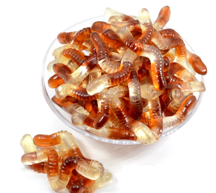 恒愎六一万圣节圣诞节糖 可乐虫形状2瓶 可乐味橡皮糖 儿童糖果 可乐