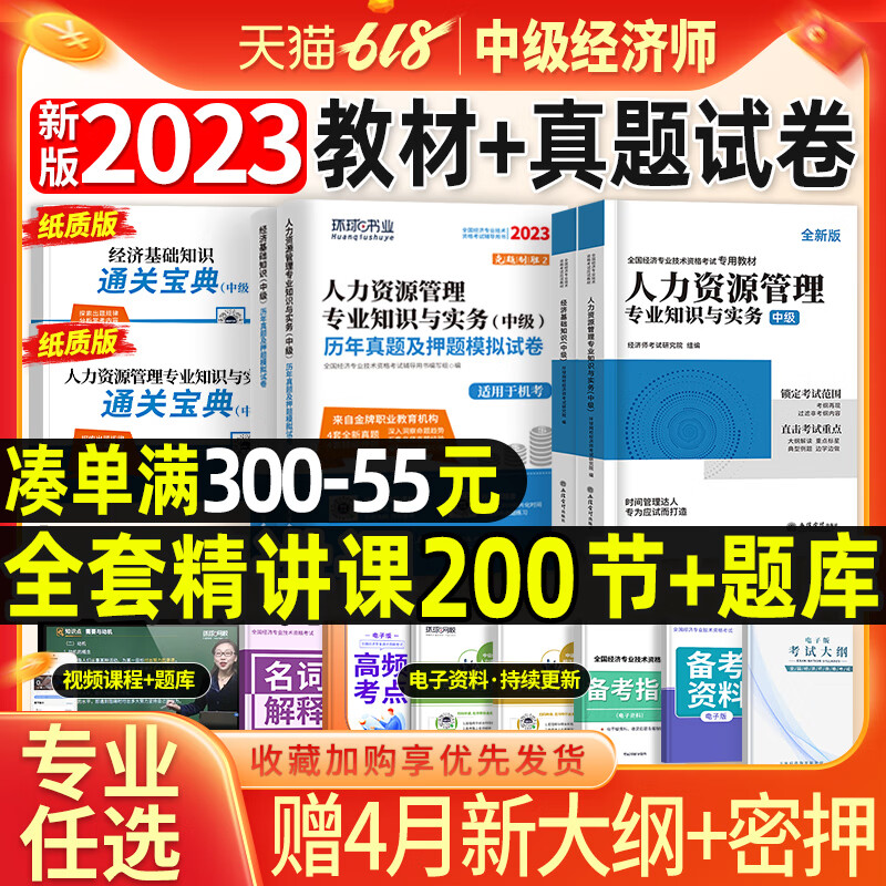 中级经济师2023年教材历年真题试卷人力资源师经济基础知识工商管 [金融+基础]教材套装