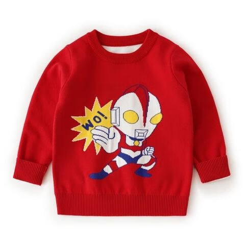 支持国货李宁 儿童毛衣男孩新款奥特曼卡通针织衫中小童秋冬双层纯棉