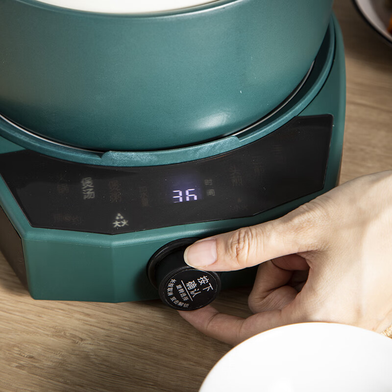 DIKO电砂锅火锅煮粥炖汤多功能分体式家用1-2人陶瓷涮锅全自动1000W功率部队火锅可调火力定时预约小锅 3L 绿色砂锅 1000W