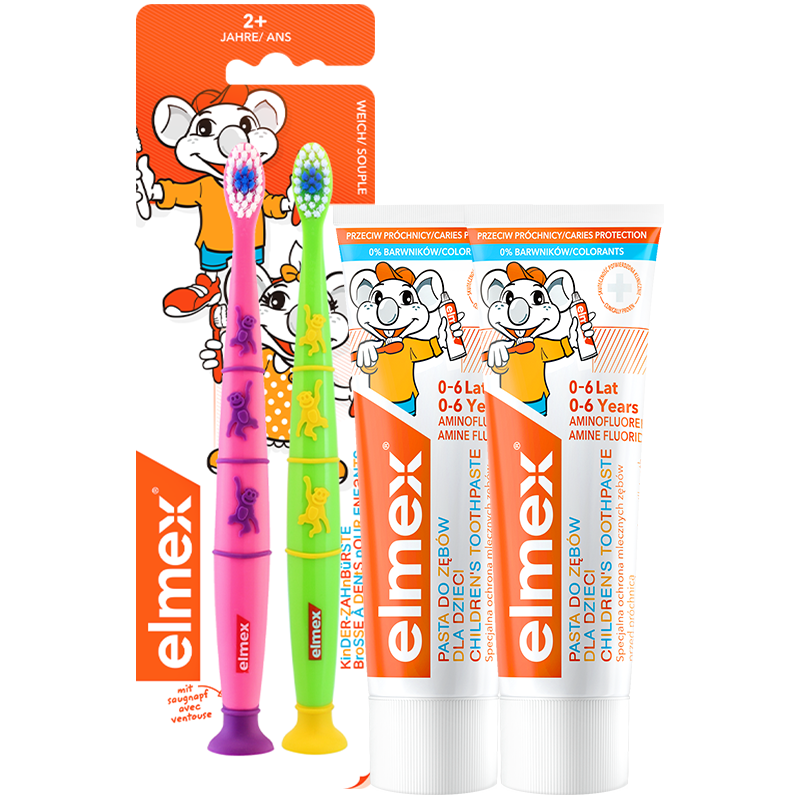 Elmex 艾美适 口腔护理套装 (儿童防蛀牙膏50ml+少儿防蛀牙膏50ml+牙刷2支)