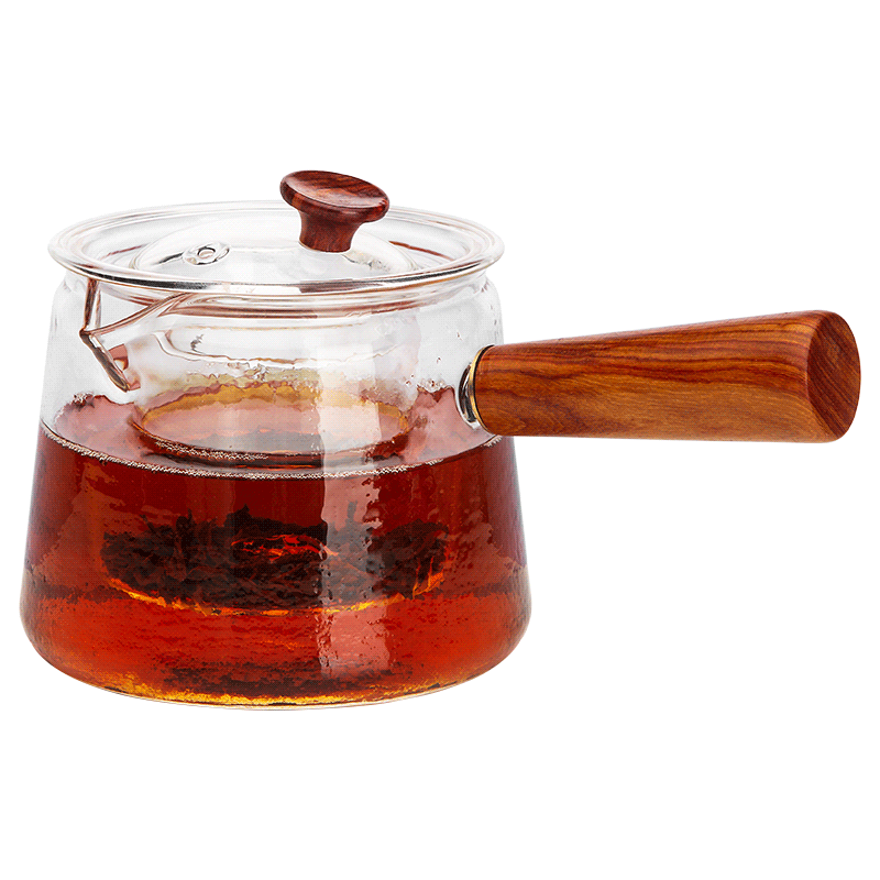 雅集侧把壶锤纹煮滤茶具手工耐热玻璃茶壶