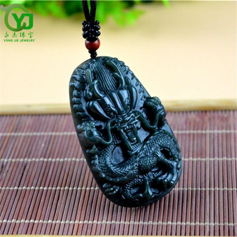 永杰珠宝     和田玉吊坠  青玉生肖龙 龙行天下玉坠 男女款挂件礼物带证书