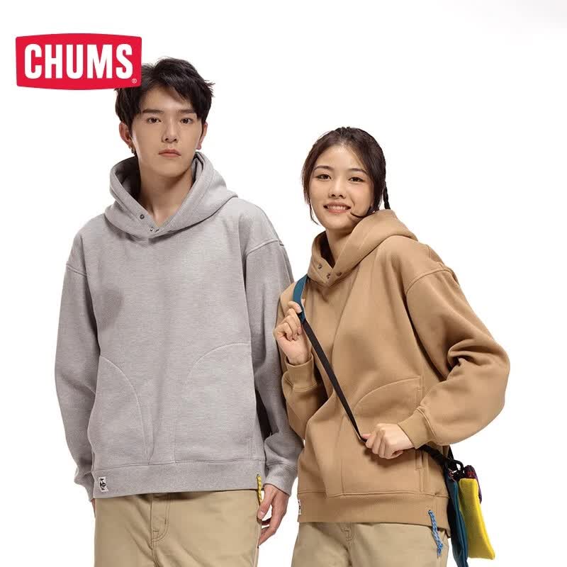 CHUMS洽洽鸟户外休闲美式复古情侣款连帽印花宽松加绒卫衣CH00-1356 白色W001 XL