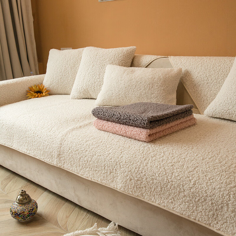 澳颜莱冬季沙发垫软垫 沙发垫冬季加厚羊羔绒简约现代坐垫感轻奢毛绒
