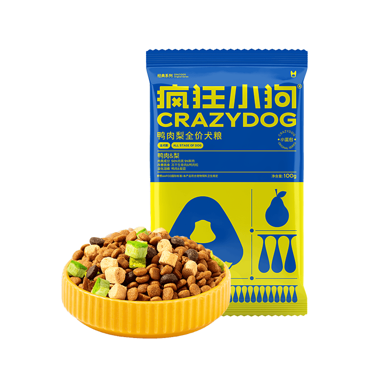 疯狂小狗狗粮全犬种鸭肉梨冻干粮幼犬成犬通用100g