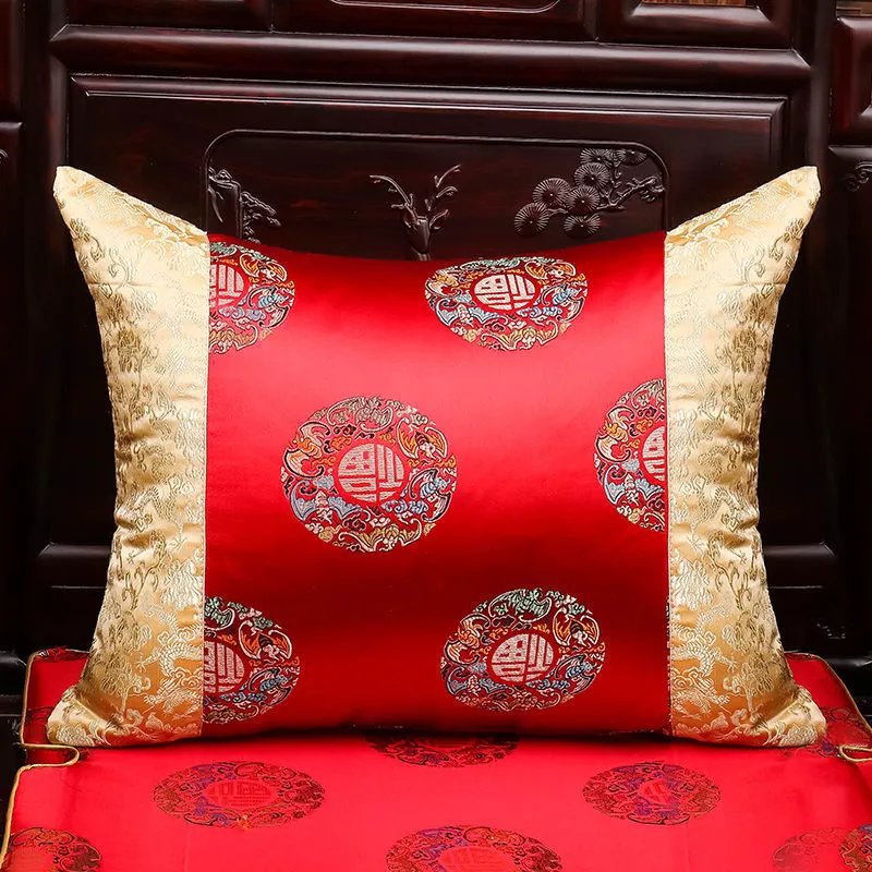 【精选】靠枕枕套含芯红木沙发靠垫茶桌中式抱枕 小龙福字 45*45cm枕套+枕芯