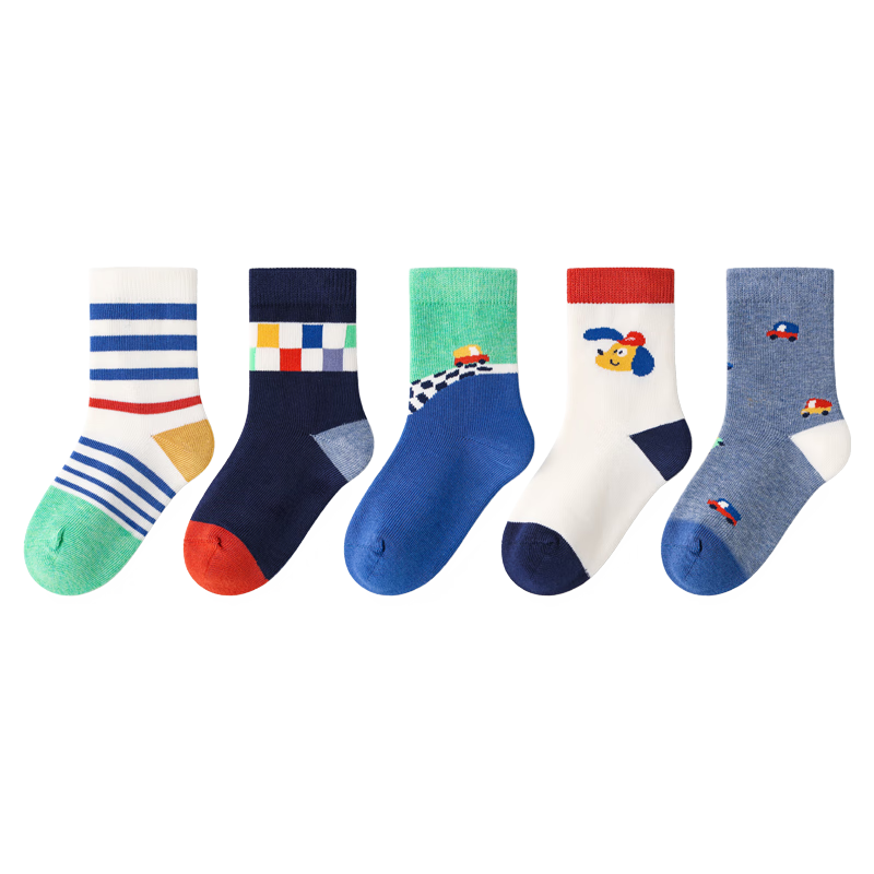 斑比儿童袜子春秋薄款棉袜中大童秋冬季女生宝宝无骨中筒袜 BB2483 秋冬款儿童袜子 5双 6-8岁 建议脚码27-32码【18-20】