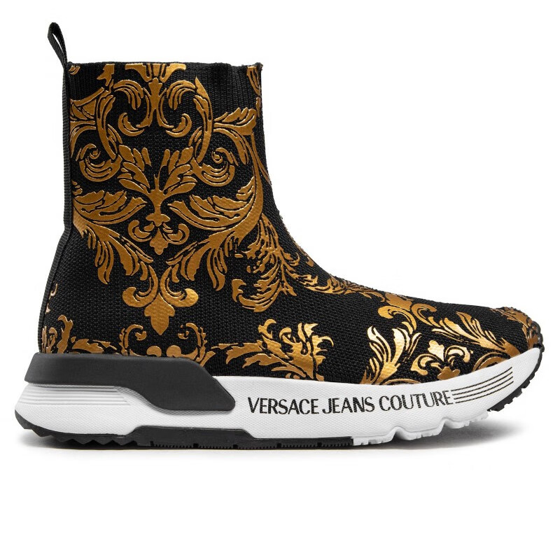 versace jeans couture 范思哲女鞋 女士巴洛克花纹高筒休闲运动鞋 ee