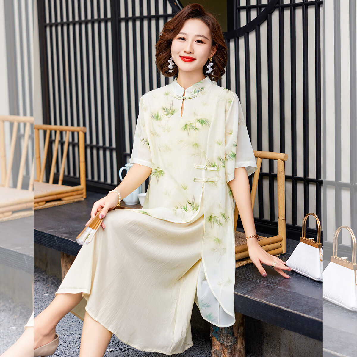 宝莲朵妈妈装2025夏季国风气质连衣裙洋气高贵中老年女装改良旗袍盘扣裙