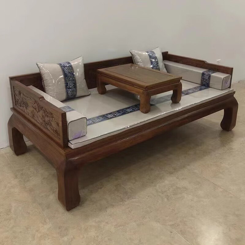 榫卯茶室书房 山水罗汉床送坐垫