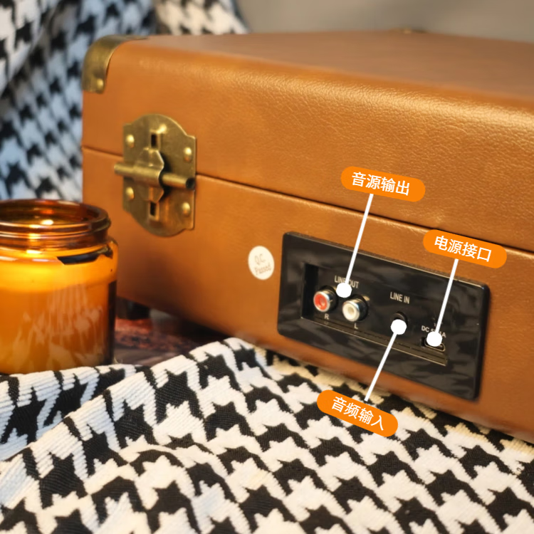 MZELI KING黑胶唱片机蓝牙音响便携式留声机黑胶片唱机电唱机复古一体机生日礼物情人节礼物复古怀旧礼盒包装 棕色