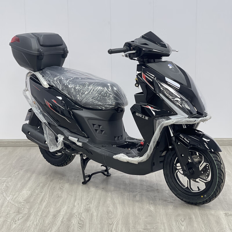 天禧嘉陵嘉睿125踏板车两轮摩托车助力车外卖通勤带护杠尾箱 黑色