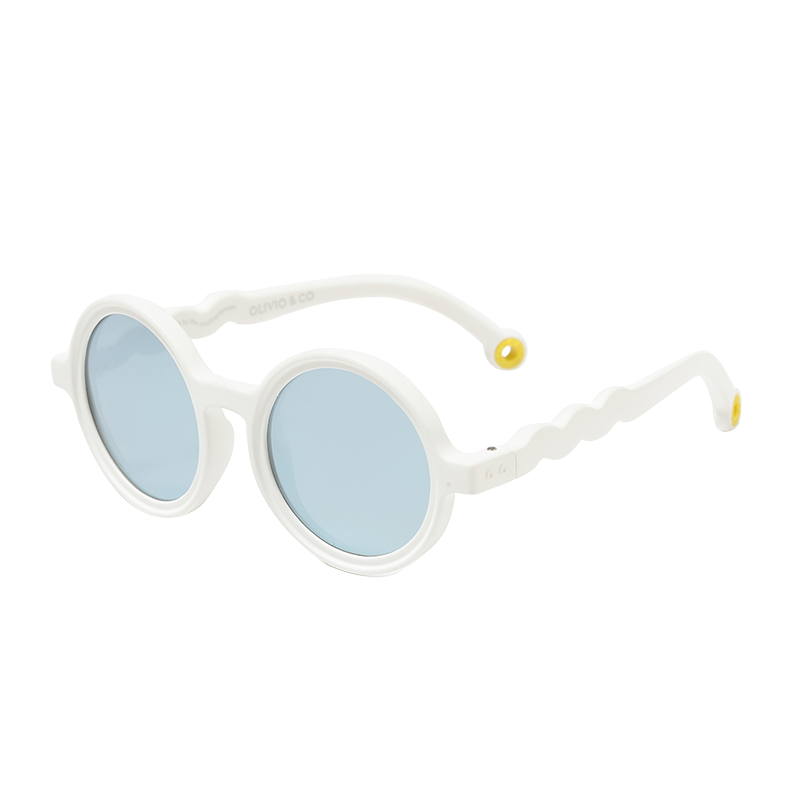 OLIVIO&CO24年0-3岁儿童墨镜宝宝男女童时尚太阳镜防紫外线UV偏光镜 鲨鱼白【0-3岁】圆形 彩膜