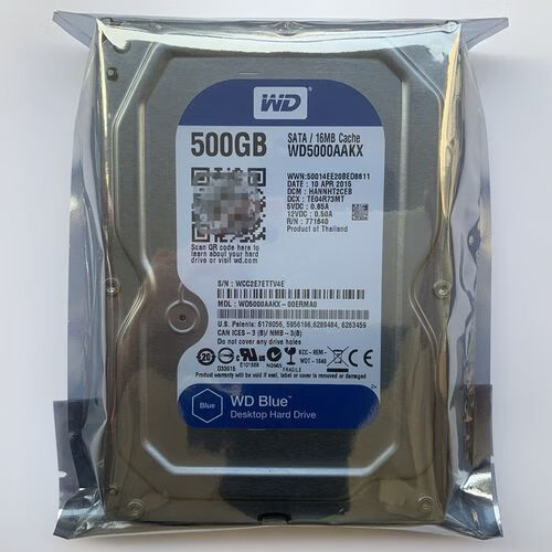 原装西数wd5000aakx 500g台式机机械硬盘7200转3单碟蓝盘监控