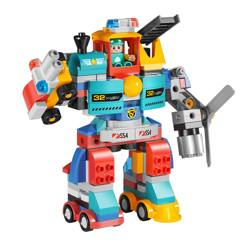 费乐（FEELO）兼容乐高大颗粒拼装积木男孩玩具儿童新年礼物生日机器人2202-1