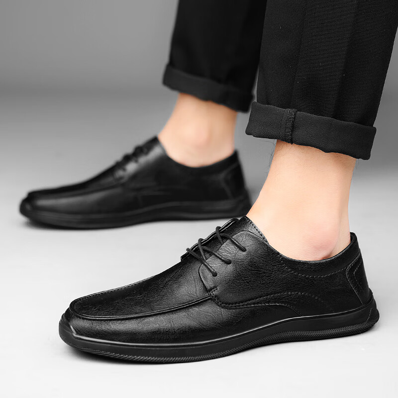 康奈皮鞋男款真皮头层牛皮夏季商务休闲鞋系带中老年爸爸鞋豆豆潮鞋子