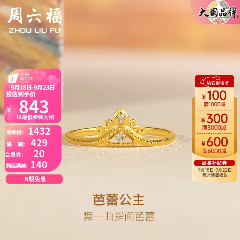 周六福（ZLF）18K金钻石戒指女芭蕾公主旖旎系列复古vintage风璀璨皇冠钻戒 T 13号属于什么档次？
