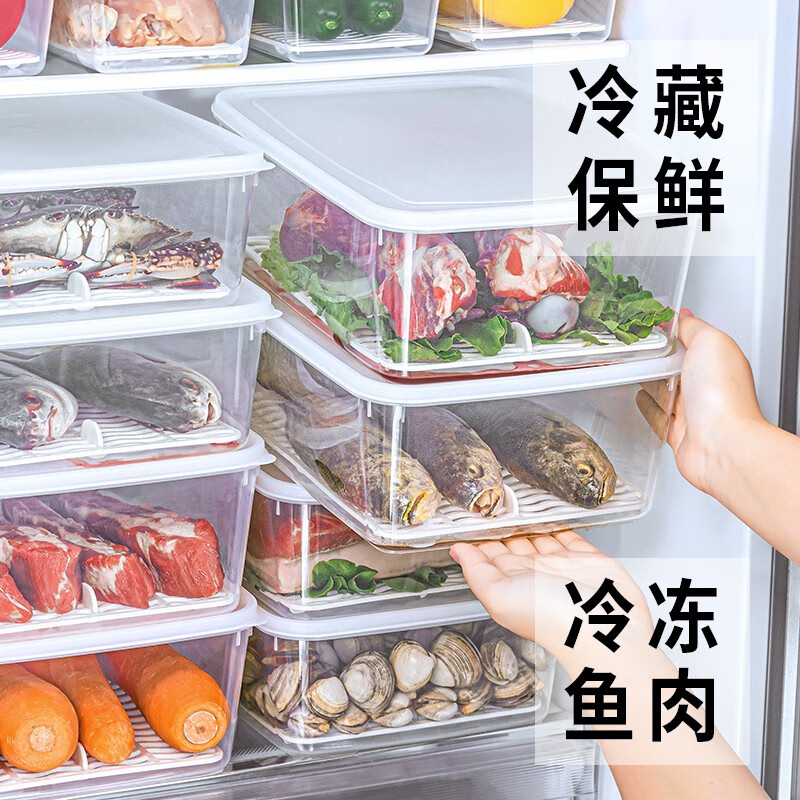 家の物语（KATEI STORY）冰箱收纳盒日本进口保鲜盒食品级密封水果盒冷冻饺子厨房收纳神器 抗菌保鲜盒4.5L*4个（中国）