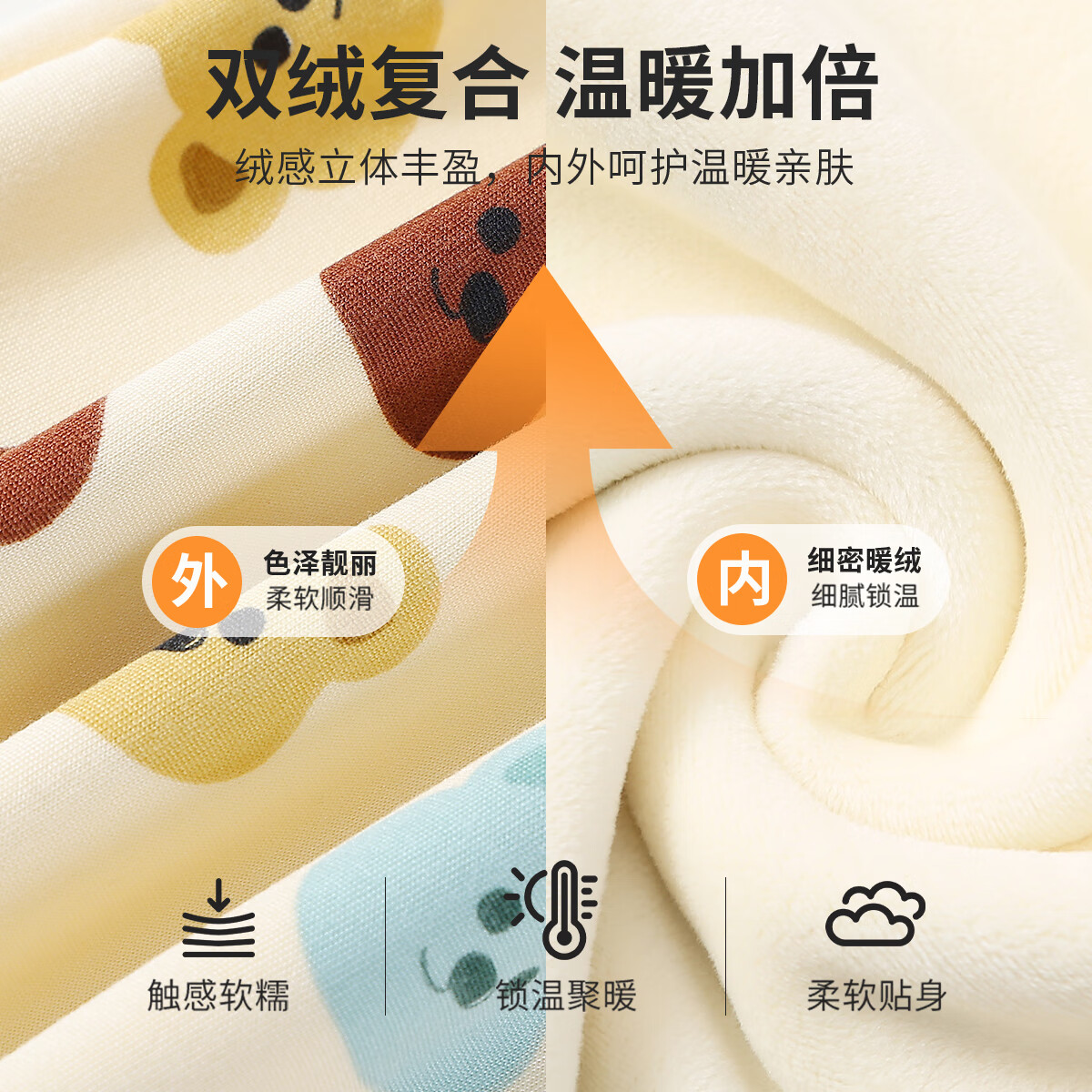 Classic Teddy儿童春衣套装男女童保暖内衣加绒牛奶丝校服搭配衣服新 T小熊头杏黄 150