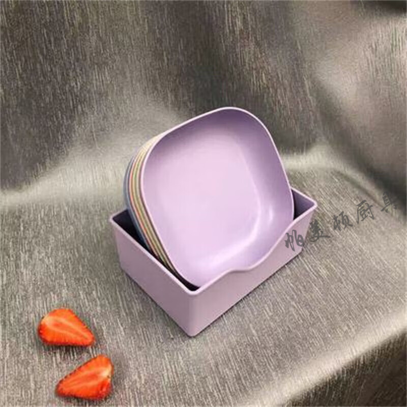 帕美頓歐式家用塑料加深吐骨碟垃圾盤(pán)桌面小盤(pán)子骨頭碟方形耐摔零食盤(pán)碟 加深方碟紫色10個(gè)裝【帶紫色底座】 14.3cm