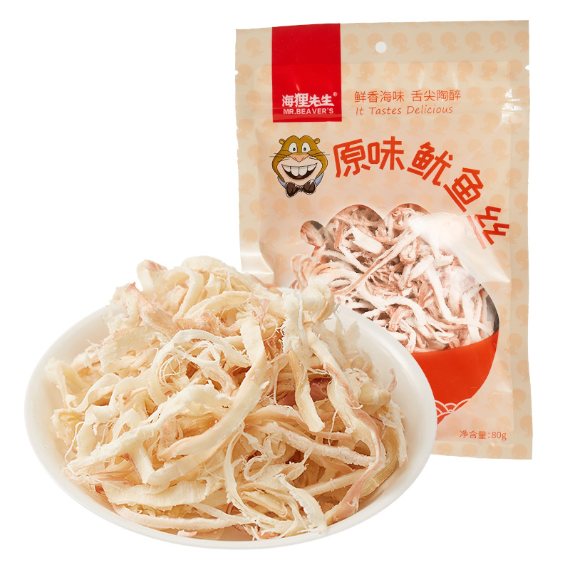 海狸先生 原味鱿鱼丝80g*3袋 即食鱿鱼干手撕鱿鱼条休闲海味零食小吃 80g*3袋