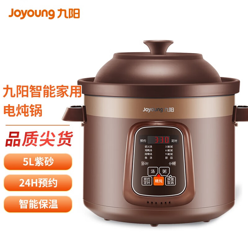 九阳（Joyoung）电炖锅电炖盅5L大容量紫砂预约电砂锅智能定时精炖煮粥煲汤锅DG50Z-GD510