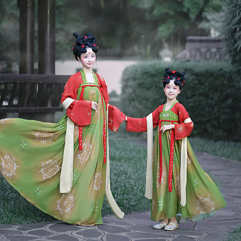 雅萌亲子汉服母女装秋季女童超仙中国风古风亲子装唐装拍写真儿童汉服