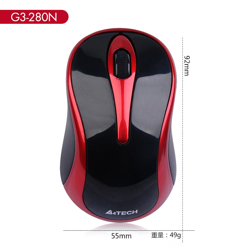 A4TECH 双飞燕 G3-280N 2.4G无线鼠标 1000DPI 红黑色