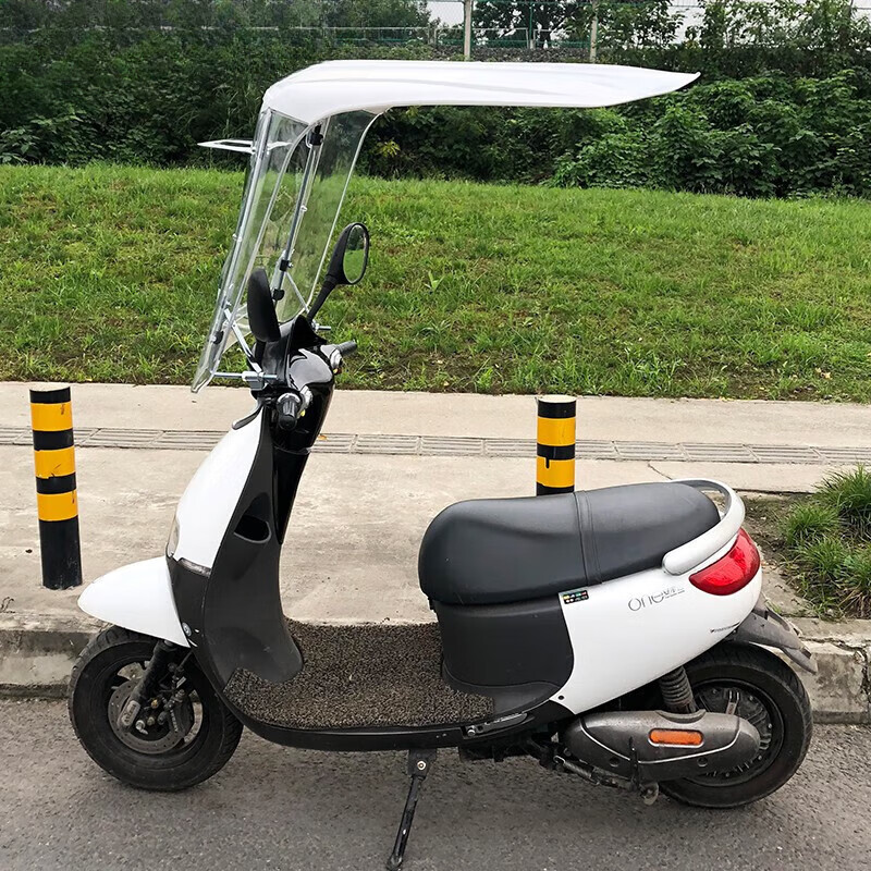 笑烛禹诺通用电动电瓶车雨棚挡风防雨摩托车挡风遮雨 加长白色有后