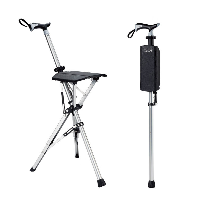 台湾椅折叠手杖椅轻便防滑老人拐杖座椅 手杖凳子 黑色(一代款)