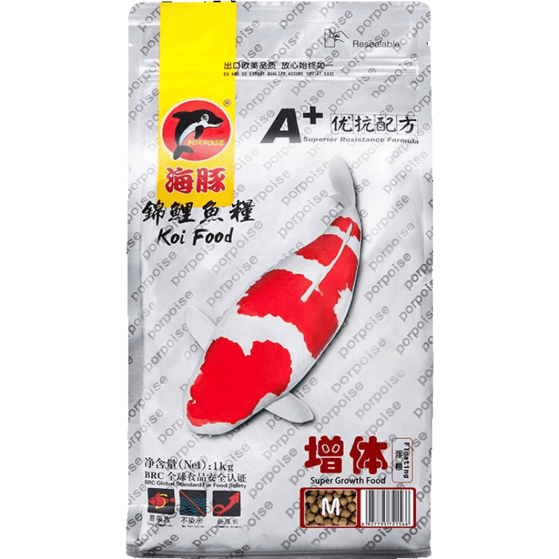 海豚 錦鯉魚飼料魚糧 不渾水 增體沉料金魚魚食 增色專用觀賞魚飼料 5kg 增康 L大粒(送150g錦鯉飼料)