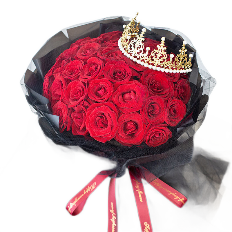爱花居鲜花速递33朵红玫瑰花束生日礼物送女朋友全国同城配送p69