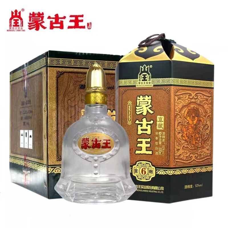 蒙古王蒙古王52度金帐6系列整箱500ml*4 高度浓香优级草原特产白酒